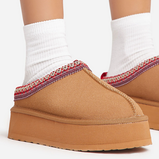 Cozy Crest Platform Mules