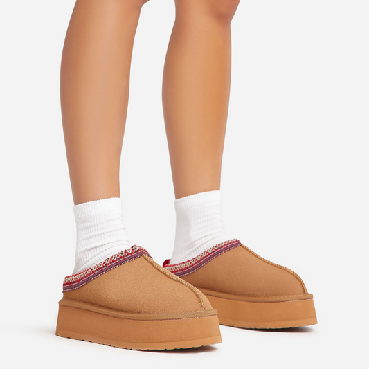 Cozy Crest Platform Mules